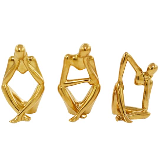 CosmoLiving by Cosmopolitan Porcelain Sitting Thinker People Sculpture Set